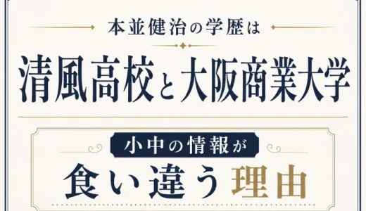 本並健治の学歴は清風高校と大阪商業大学｜小中の情報が食い違う理由