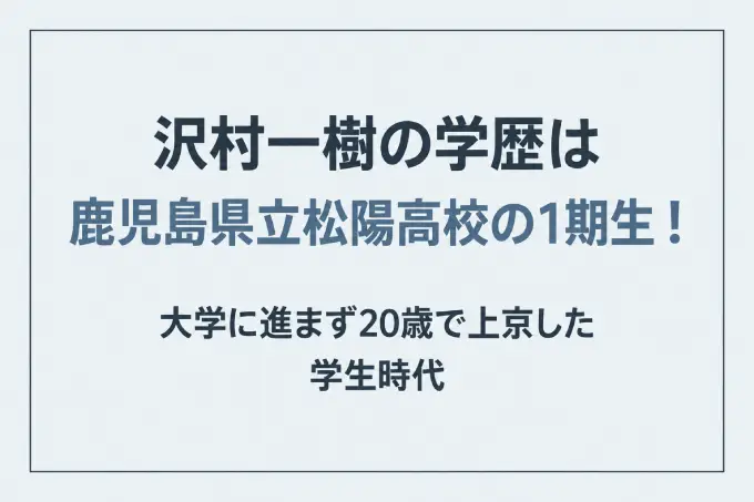 沢村一樹の学歴は鹿児島県立松陽高校の1期生！大学に進まず20歳で上京した学生時代